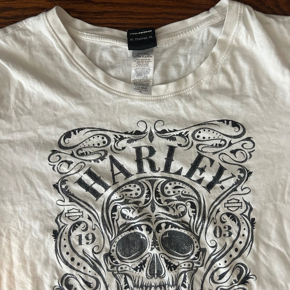 Harley Davidson Los Angeles Sugar Skull Graphic Tee White XL 2019 RK Stratman - Picture 3 of 7